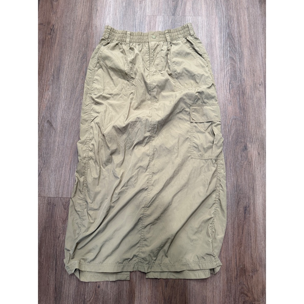 OFFLINE by Aerie Womens Tan Khaki Nylon Cargo Maxi Skirt Elastic Waist Size M